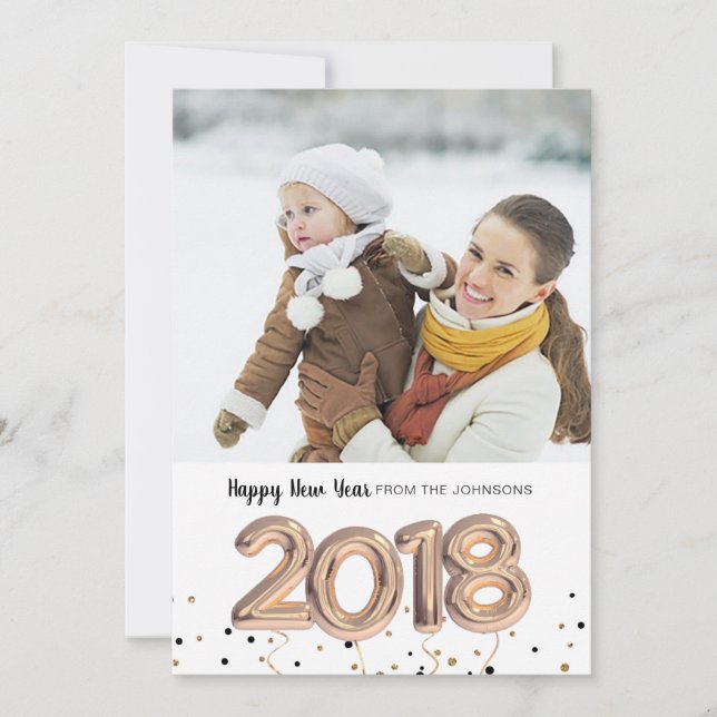 2018-ballong | HELGDAG GOTT NYTT ÅR | Fotokort Julkort (Framsida)