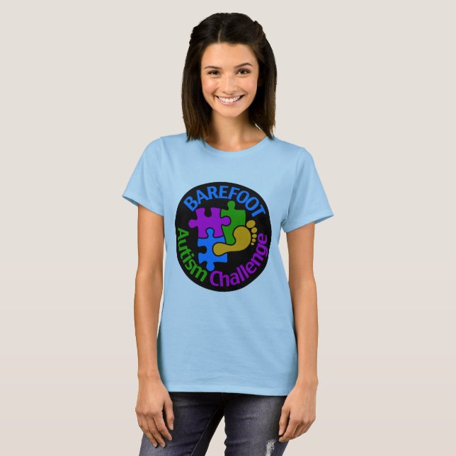 2018 barfota AutismutmaningT-tröja Tee Shirt (Hel framsida)