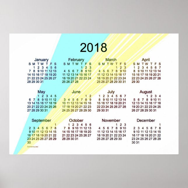 2018 Cyan Gul Kalender av Janz Poster (Framsidan)