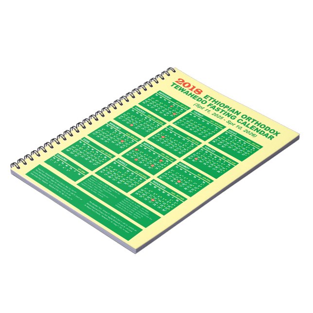 2018 Ethiopian Orthodox Fasting Calendar 2025 2026 Anteckningsbok (Vänstra Sidan)