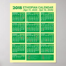 2018 Etiopiens nyårskalender 2025/2026 Poster