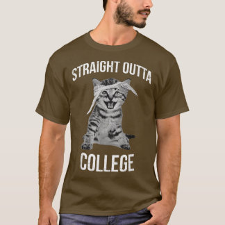 2018 Graduate Straight Outta College Cat  Funny Ki T Shirt