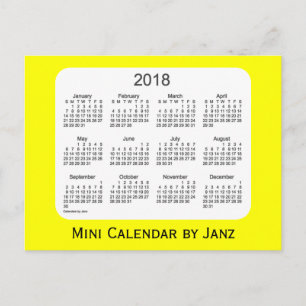 2018 Gult Mini Calendar av Janz Vykort