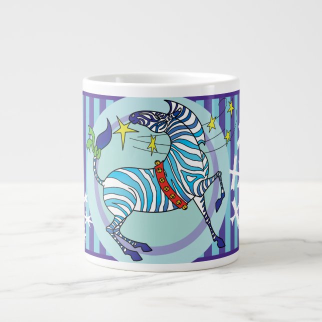 2018 Helgdag Zebra Julblått jumbo mugg (Framsidan)