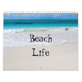2018 kalender för tolv månad - olika strandplatser