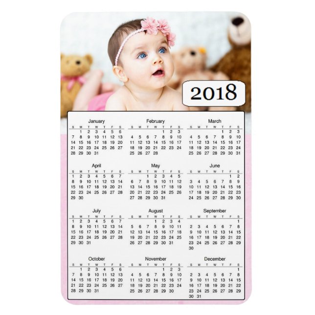 2018 Kalender Personlig Flicka Photo Magnet (Vertikal)