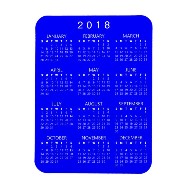 2018 Kalendermagnet - blått Magnet (Vertikal)