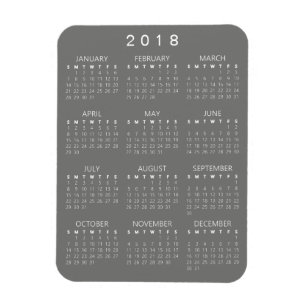 2018 Kalendermagnet - medel-Grått Magnet