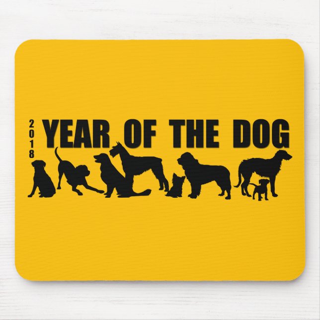 2018 Kinas nya år för Hund Y Mousepad Musmatta (Framsidan)