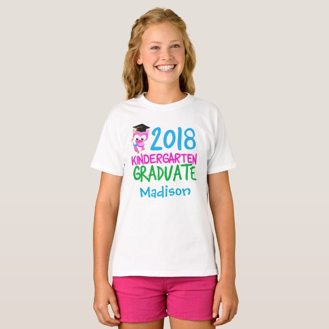 2018 Kindergarten Student Anpassningsbar Rosa Uggl T-shirt (Hel framsida)