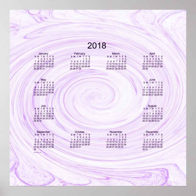 2018 Lila Spiral Vägkalender av Janz Poster (Framsidan)