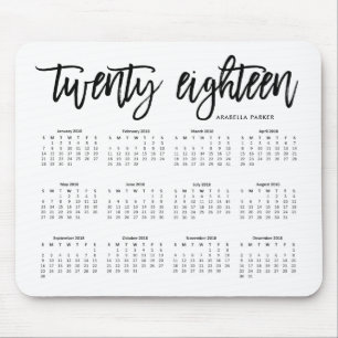 2018 modern typografi för kalender musmatta