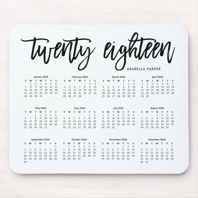 2018 modern typografi för kalender | musmatta (Framsidan)