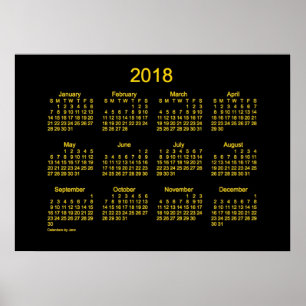 2018 Neon Gold Väggkalender av Janz Poster