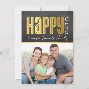 2018 NEW YEAR PHOTO snyggt guld foil chalkboard Julkort