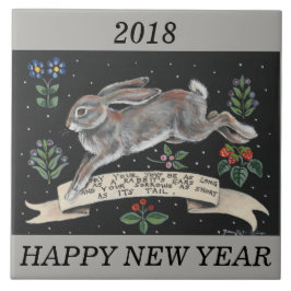 2018 Nyår Personlig Rabbit Hare Önskemål Tile Kakelplatta