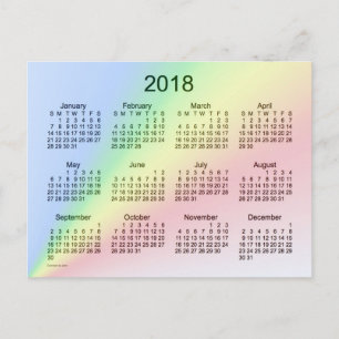 2018 Regnbåge Mini Calendar av Janz Vykort