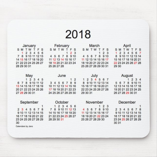 2018 svartvita helgdagkalender vid Janz Musmatta (Framsidan)
