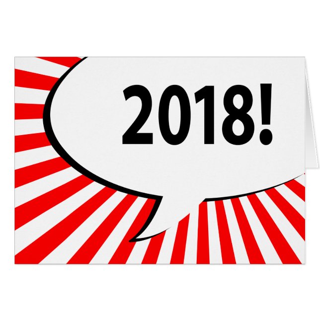 2018 tecknad bubbla hälsningskort (Framsidan Horizontal)