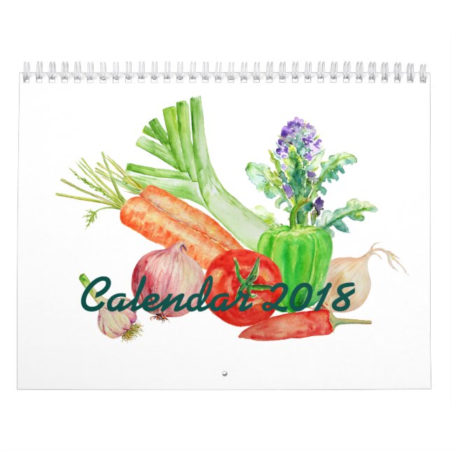 2018 två grönsaker för sidakalendervattenfärg kalender (Omslag)