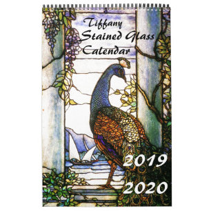 2019 2020 kalender för Tiffany målat glassnatur