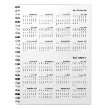 2019-2020 täcker kalendern anteckningsboken