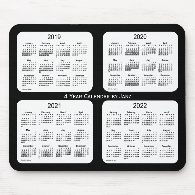 2019-2022 svart 4 år kalender vid Janz Musmatta (Framsidan)