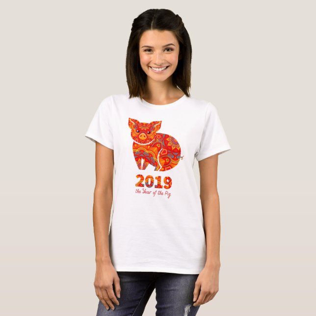 2019 år av GRISEN T Shirt (Hel framsida)