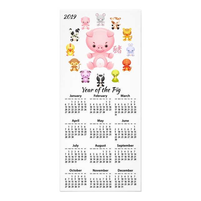 2019 år av gristecknadkalendern reklamkort (Framsidan)