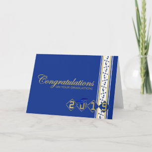 2019 års Blått och Guld Studenten-Grattis-kort Kort