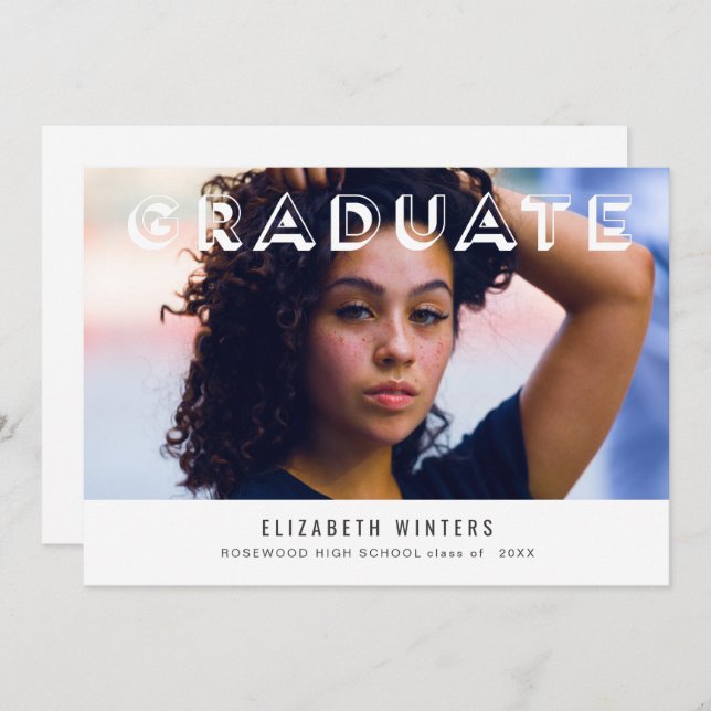 2019 års Grad-meddelande - Fotokort - Skugga Brev Inbjudningar (Fram/baksida)