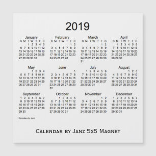 2019 års kalender för vit rök från Janz 5x5 Magnet