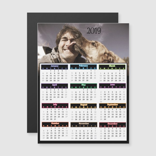 2019 års Personlig av Photo Mini Calendar Magnetisk Inbjudningskort (Fram/baksida)