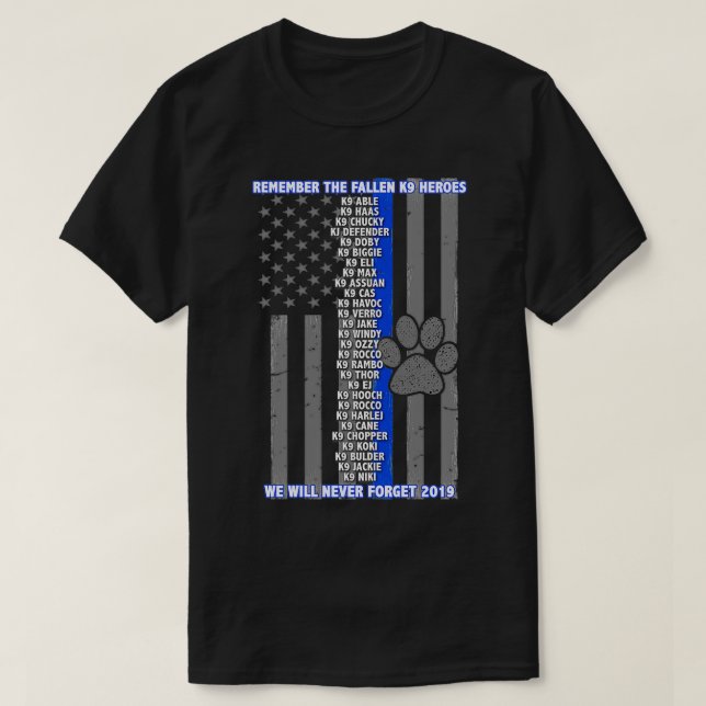 2019 Fallen K9 Memorial Thin Blue Line Family T Shirt (Design framsida)