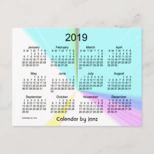 2019 Färg Point Mini Calendar av Janz Vykort