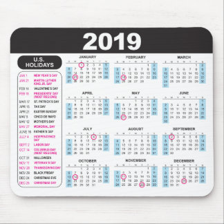 2019 kalender Mousepad med U.S.-helgdagar Musmatta
