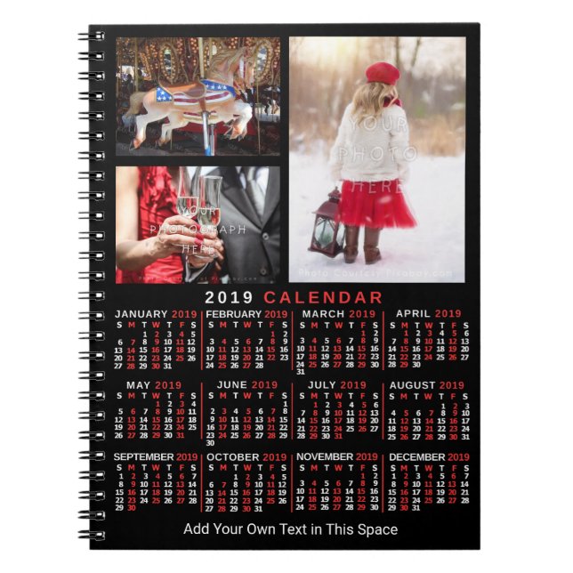 2019 Kalender (Se Beskrivning för ny version)  Anteckningsbok (Framsidan)