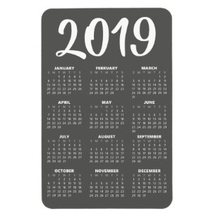 2019 Kalendermagnet - Mörk Grått Magnet