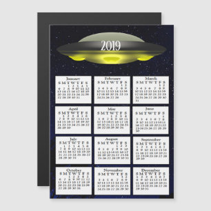 2019 Kalendermagnet UFO och stjärnor Magnetisk Inbjudningskort