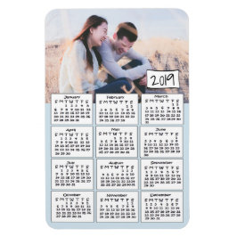 2019 Kalenderns Personlig - blått foto-magnet Magnet