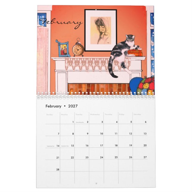 2019 Kattkalender av konstnär Kalender (Feb 2027)