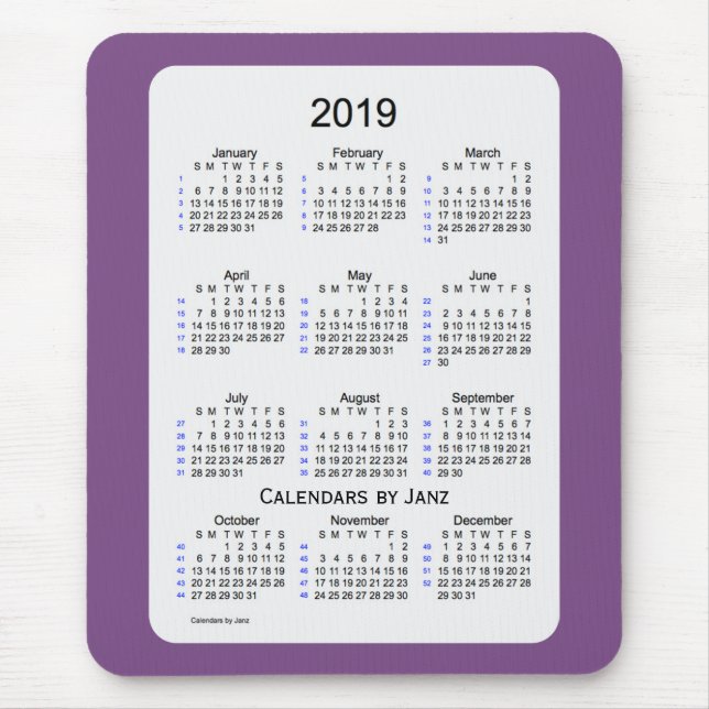 2019 lilor röker den 52 vecka kalendern vid Janz Musmatta (Framsidan)