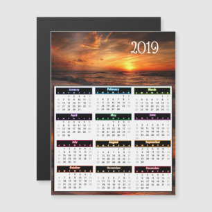2019 - Mini-kalender för Red Ocean Sunset Magnetisk Inbjudningskort