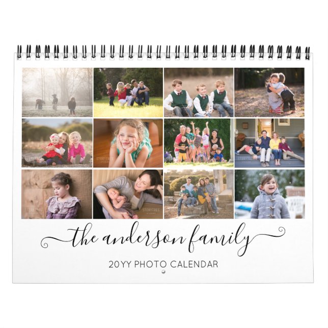 2019 Modern Rustic Chic Black-familjefoto Kalender (Omslag)