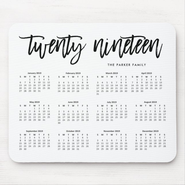 2019 modern typografi för kalender | musmatta (Framsidan)