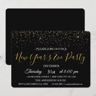 2019 Nyårsafton Party Glitter Gnistra Inbjudan