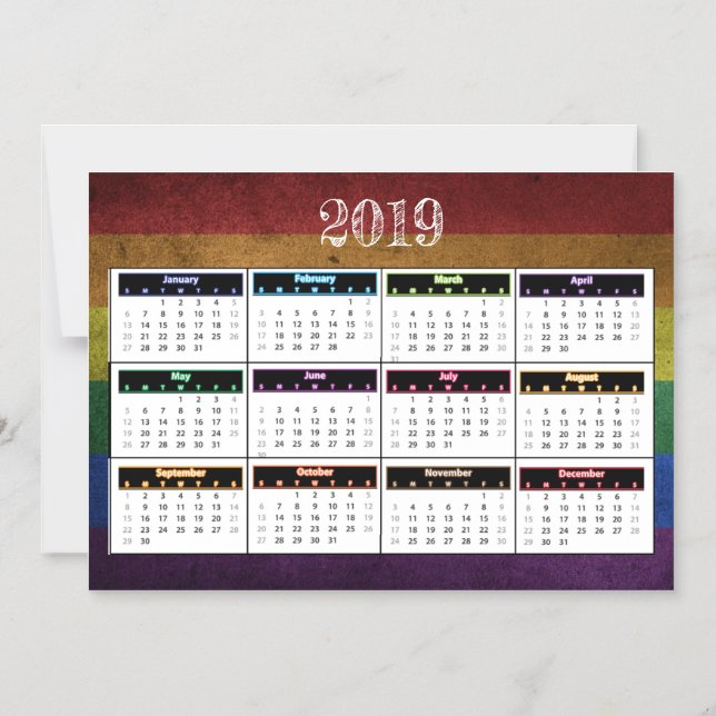 2019 Regnbåge Mini Magnet Kalender (Framsida)