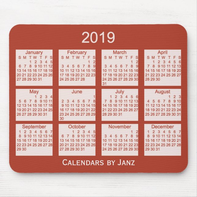 2019 röda kalender vid den Janz musen vadderar Musmatta (Framsidan)
