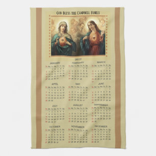 2019 sakrala hjärta av Jesus & den Mary kalendern Kökshandduk