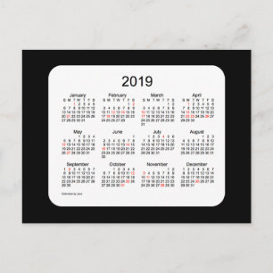 2019 Svart Mini Höckalkalender av Janz Helg Vykort